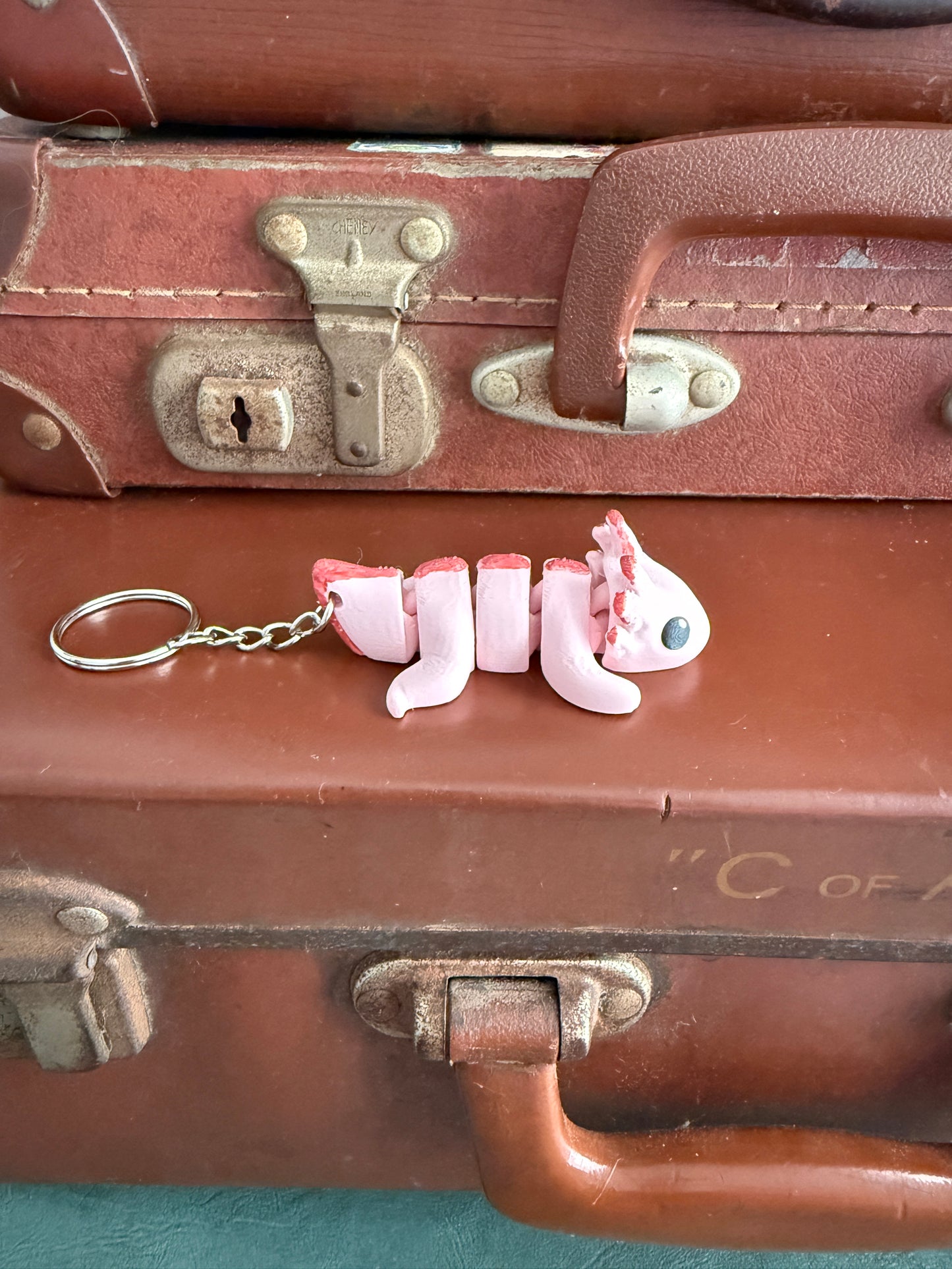 Jiggle Pet Plastic 3D Print Keychain - Axolotl