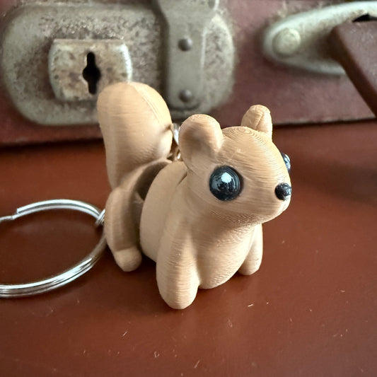 Jiggle Pet Plastic 3D Print Keychain  - Squirrel