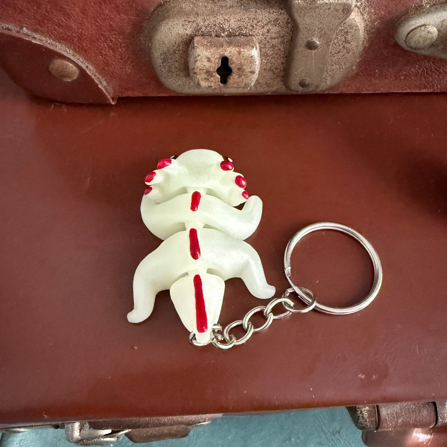 Jiggle Pet Plastic 3D Print Keychain - Axolotl