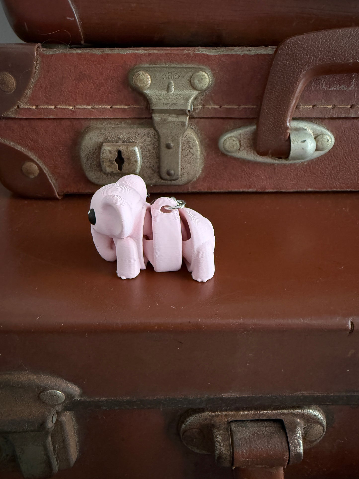 Jiggle Pet Plastic 3D Print Keychain - Elephant