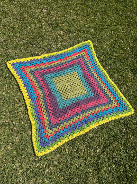 Handmade Crochet Acrylic Blanket – Multicolour Granny Square Style – Handmade by Lyndsay