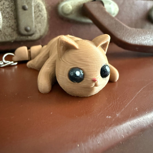 Jiggle Pet Plastic 3D Print Keychain  - Kitten Cat