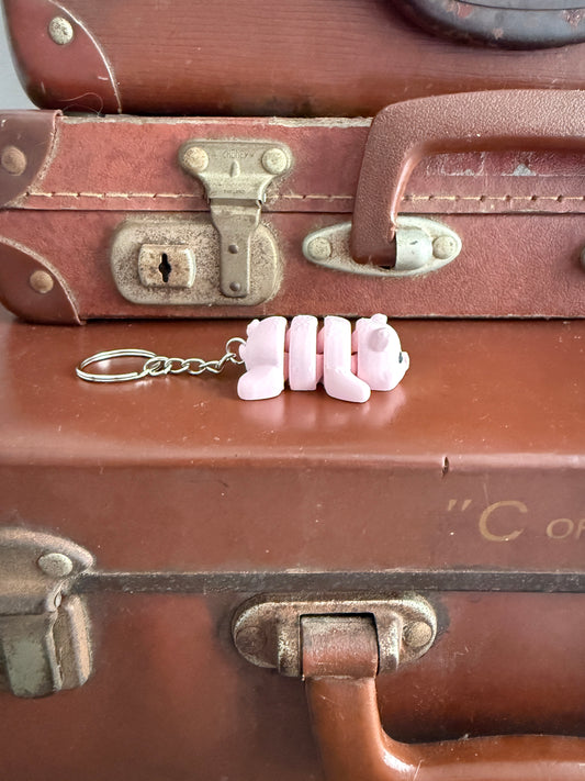 Jiggle Pet Plastic 3D Print Keychain  - Pig