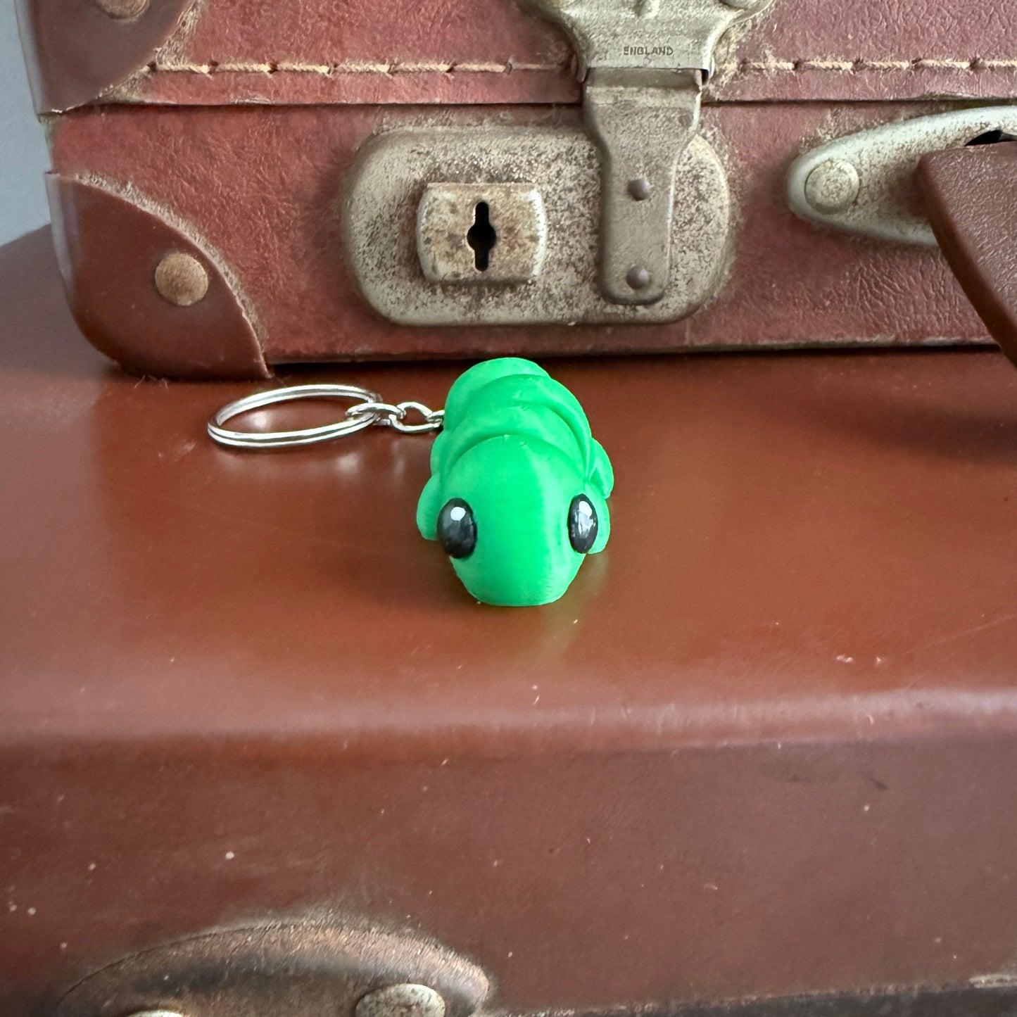 Jiggle Pet Plastic 3D Print Keychain - Caterpillar