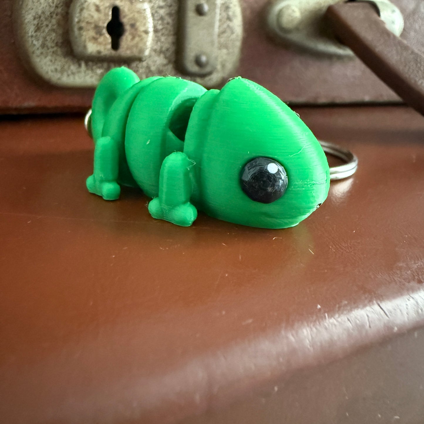 Jiggle Pet Plastic 3D Print Keychain - Chameleon