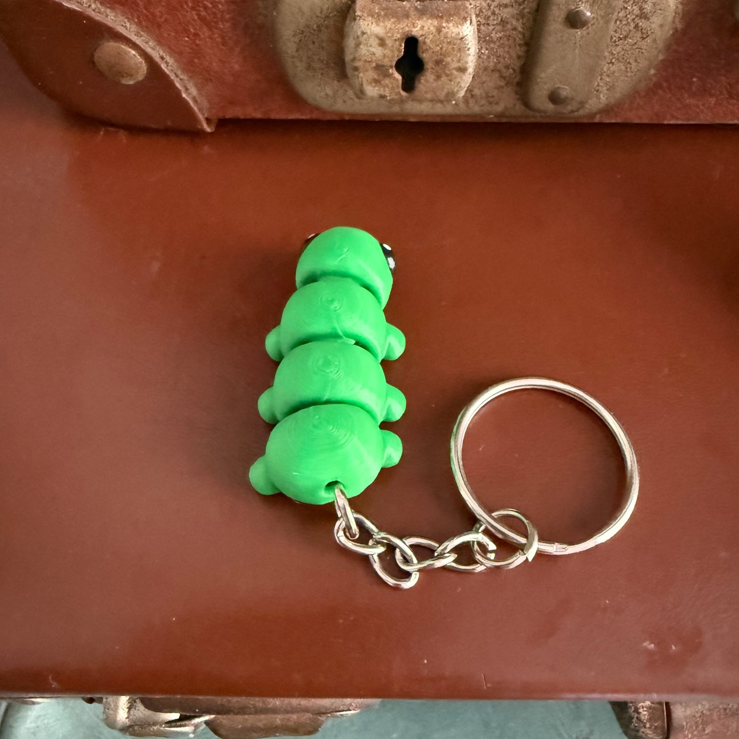 Jiggle Pet Plastic 3D Print Keychain - Caterpillar