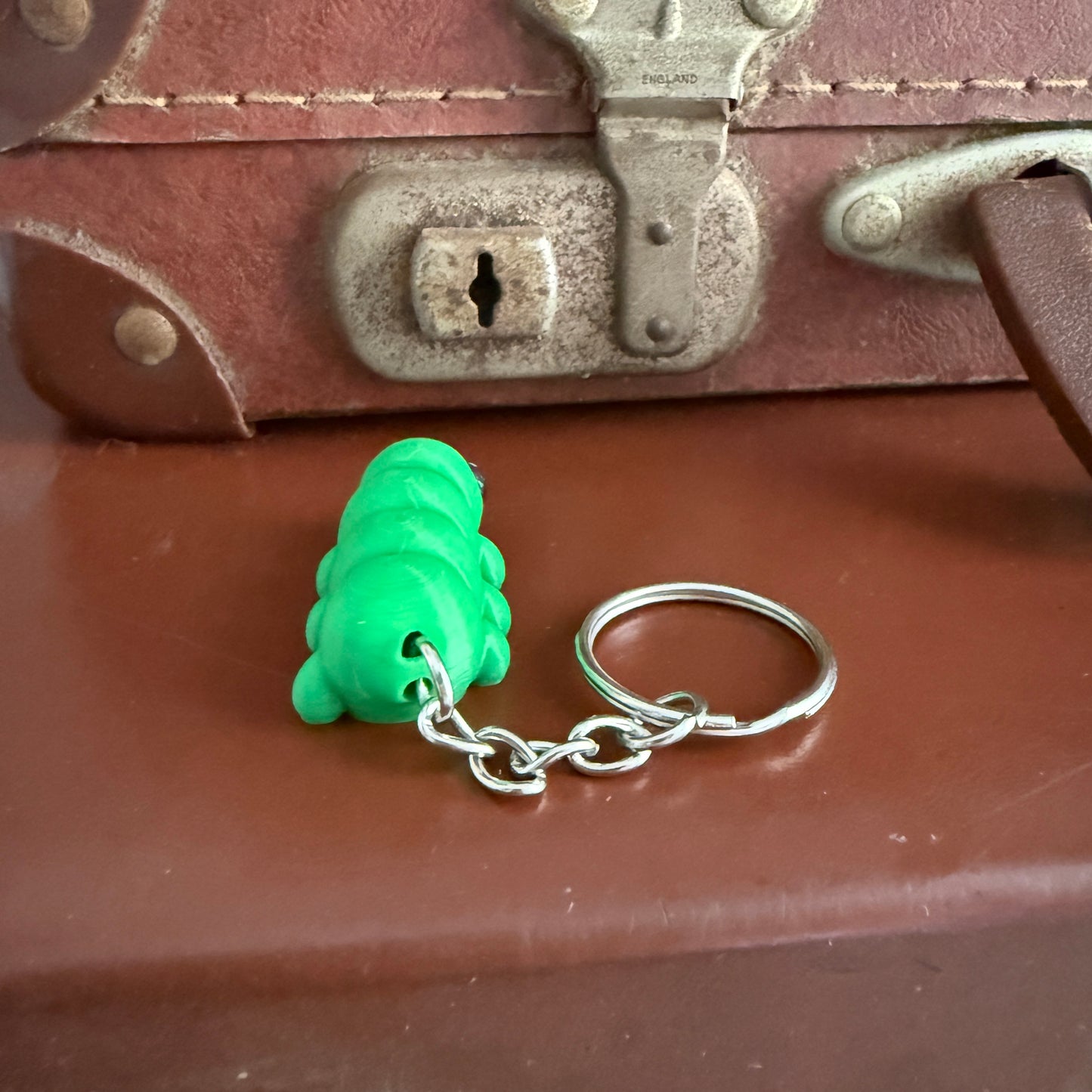 Jiggle Pet Plastic 3D Print Keychain - Caterpillar