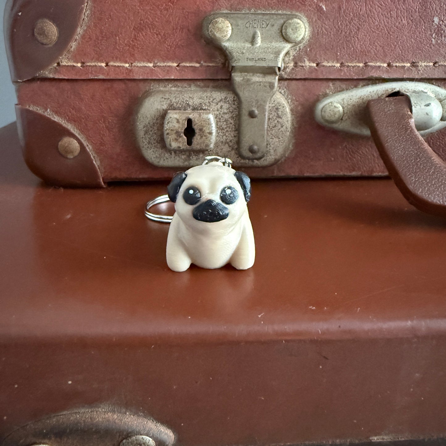 Jiggle Pet Plastic 3D Print Keychain - Pug Dog