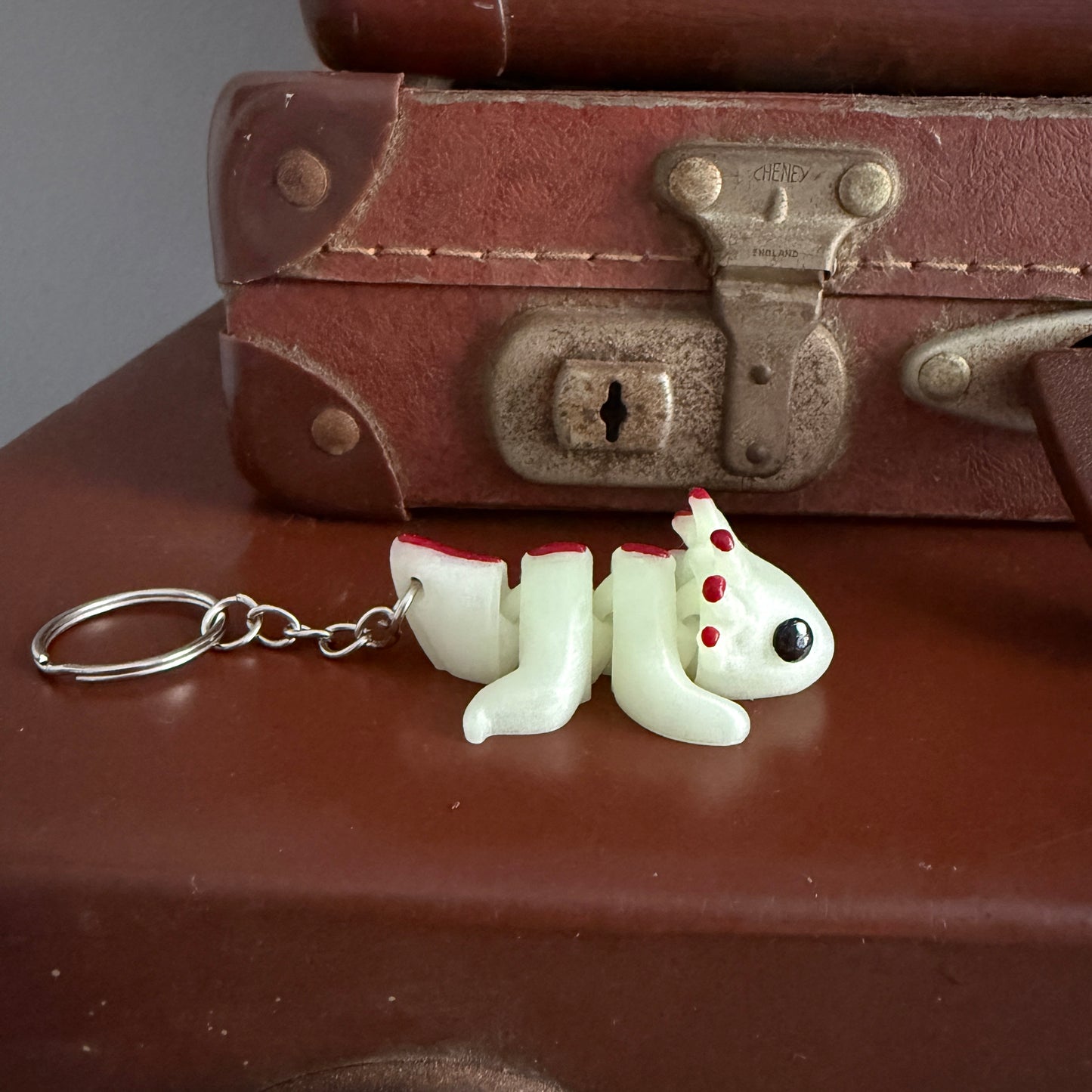 Jiggle Pet Plastic 3D Print Keychain - Axolotl