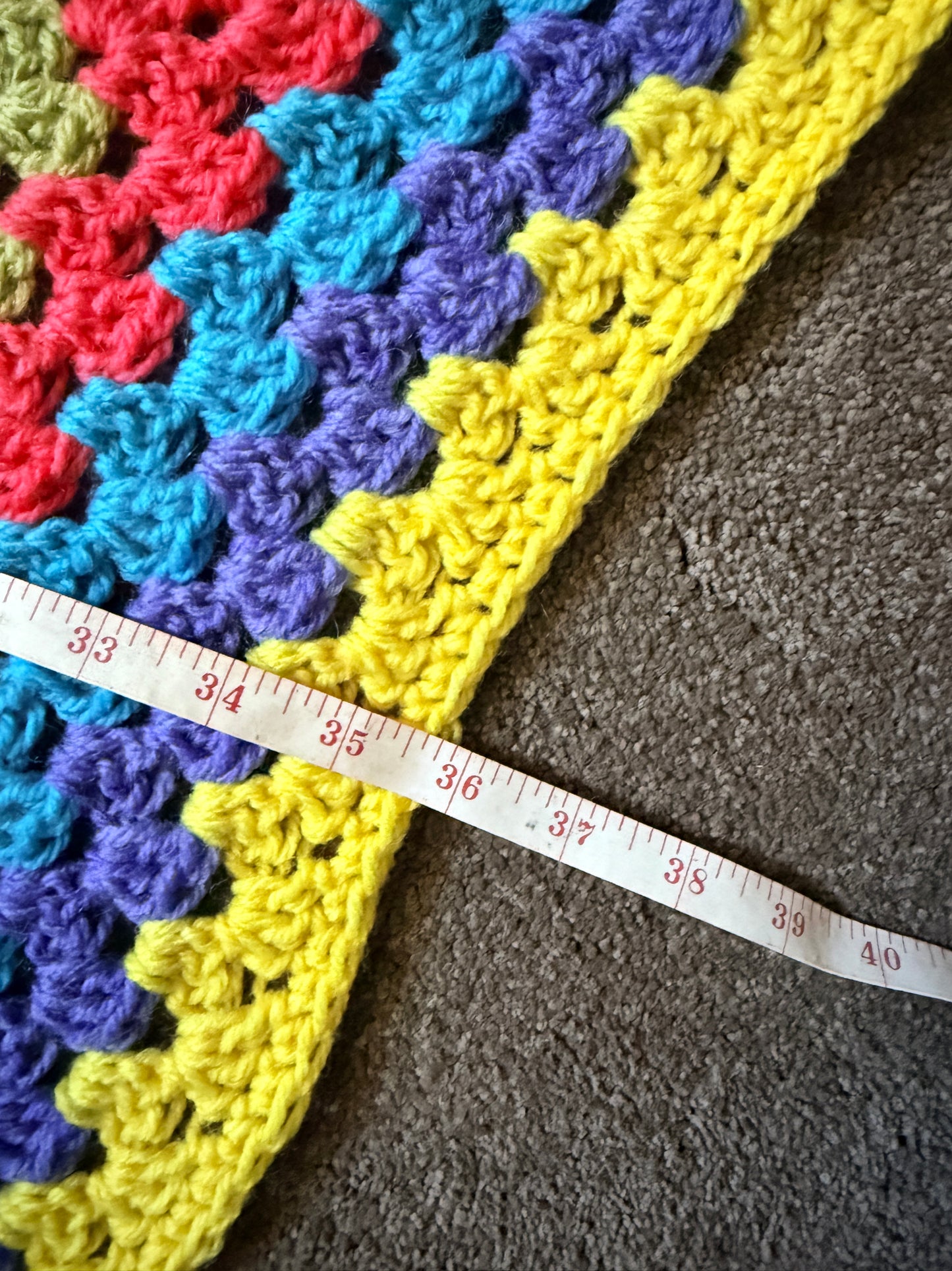Handmade Crochet Acrylic Blanket – Multicolour Granny Square Style – Handmade by Lyndsay