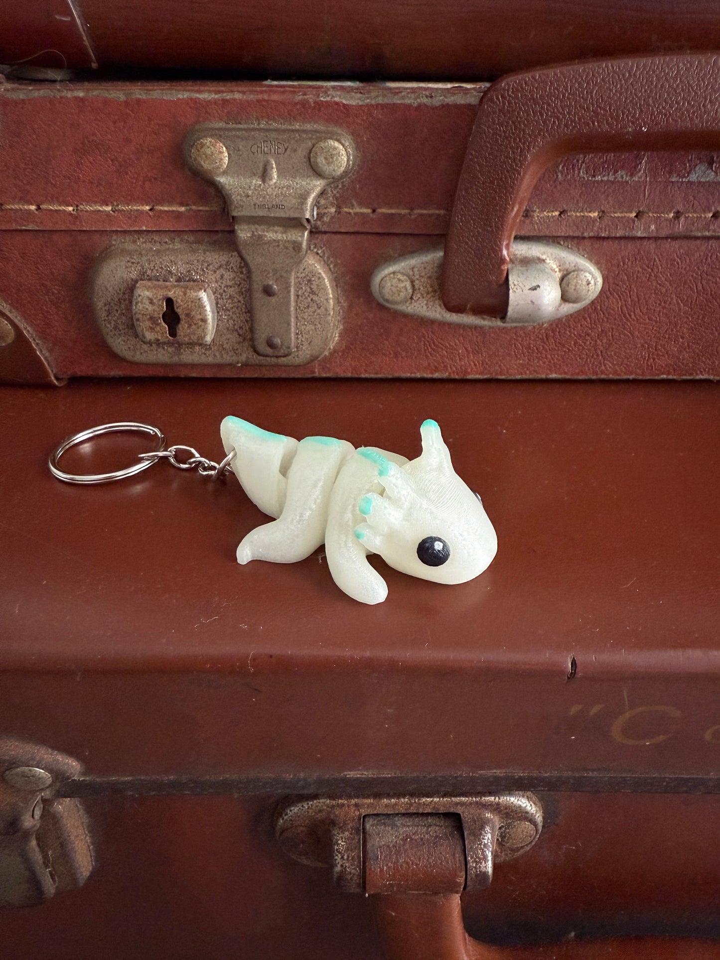 Jiggle Pet Plastic 3D Print Keychain - Axolotl