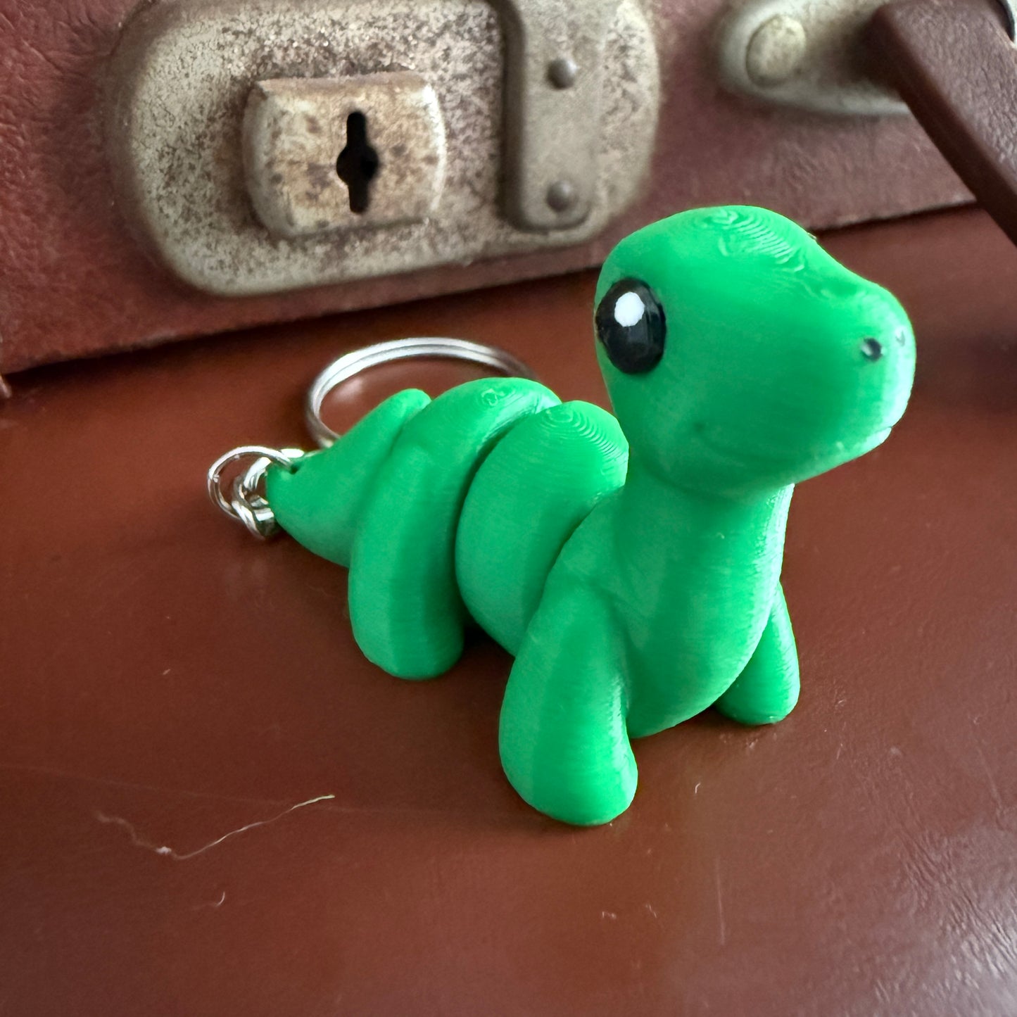 Jiggle Pet Plastic 3D Print Keychain - Brontosaurus Dinosaur