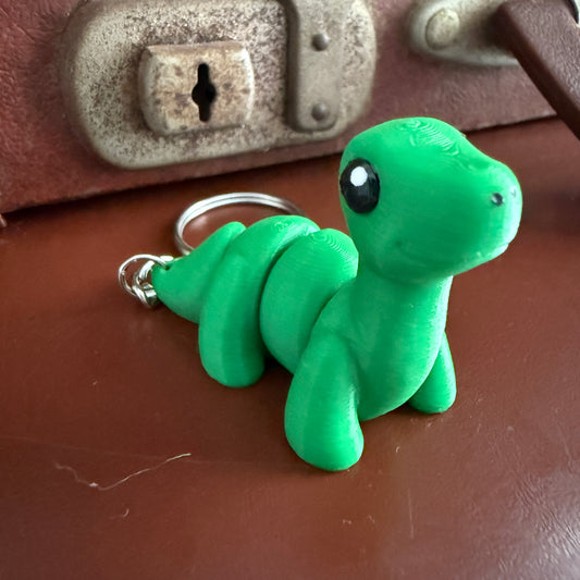 Jiggle Pet Plastic 3D Print Keychain  - Brontosaurus Dinosaur