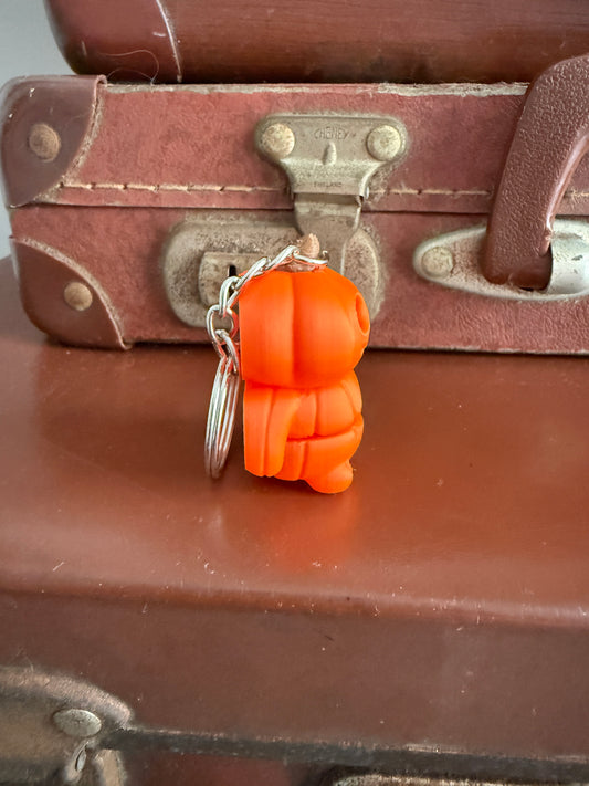 Jiggle Pet Plastic 3D Print Keychain  - Pumpkin Man