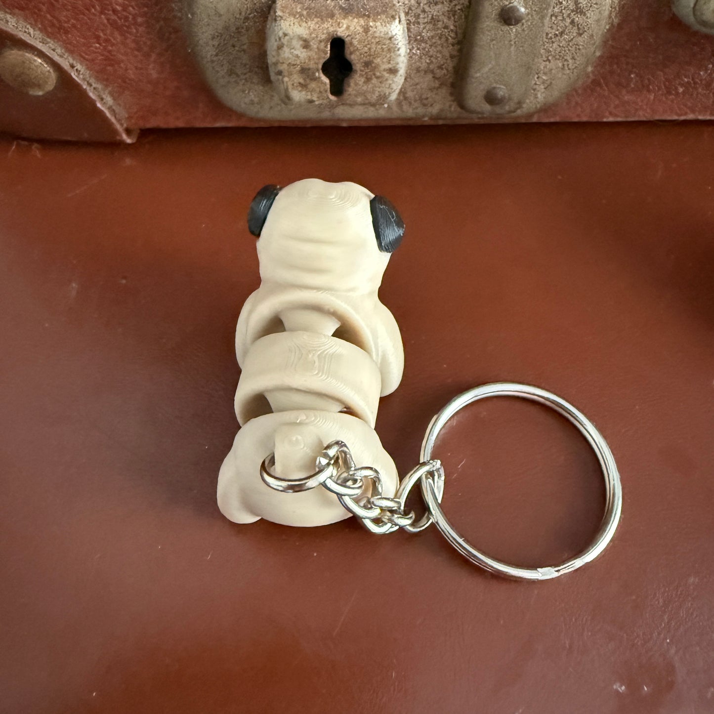 Jiggle Pet Plastic 3D Print Keychain - Pug Dog
