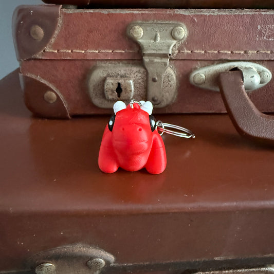 Jiggle Pet Plastic 3D Print Keychain  - Stegosaurus Dinosaur