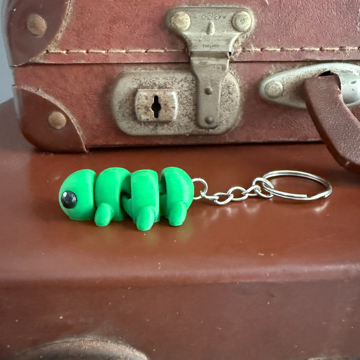 Jiggle Pet Plastic 3D Print Keychain - Caterpillar