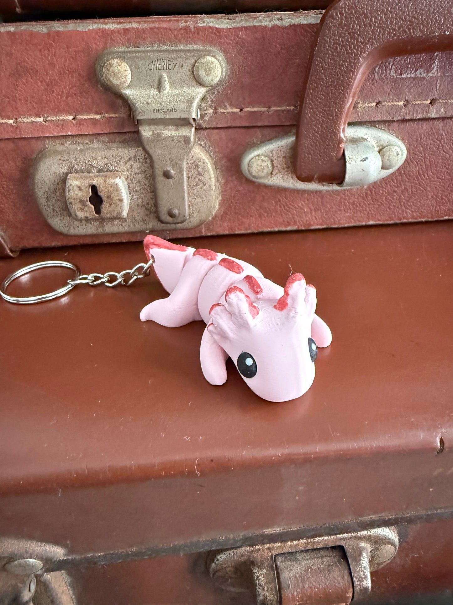 Jiggle Pet Plastic 3D Print Keychain - Axolotl