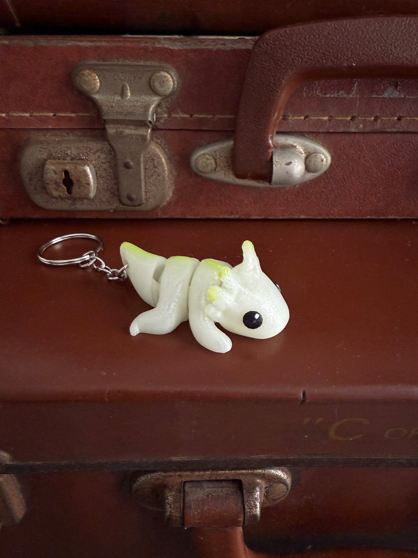 Jiggle Pet Plastic 3D Print Keychain - Axolotl