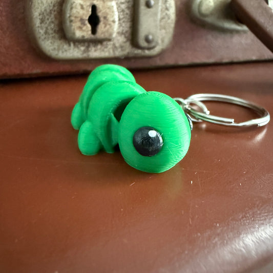 Jiggle Pet Plastic 3D Print Keychain  - Caterpillar