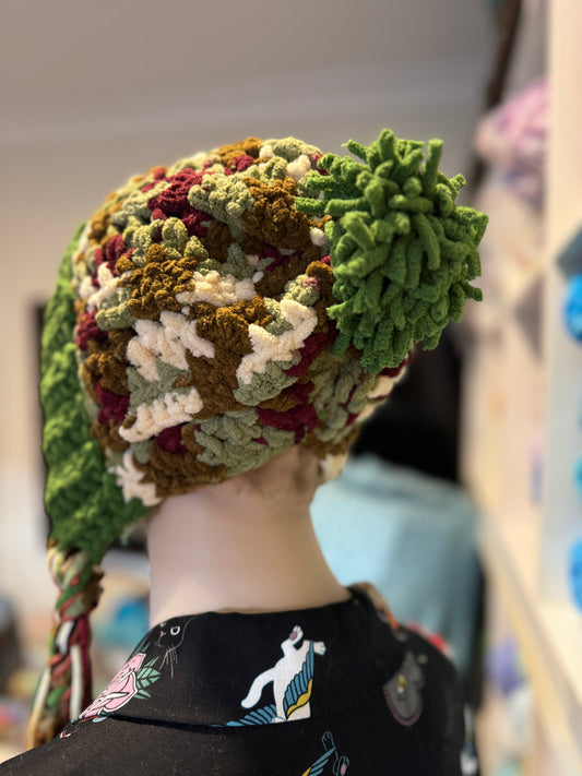 Crochet Bonnet Beanie with Braids