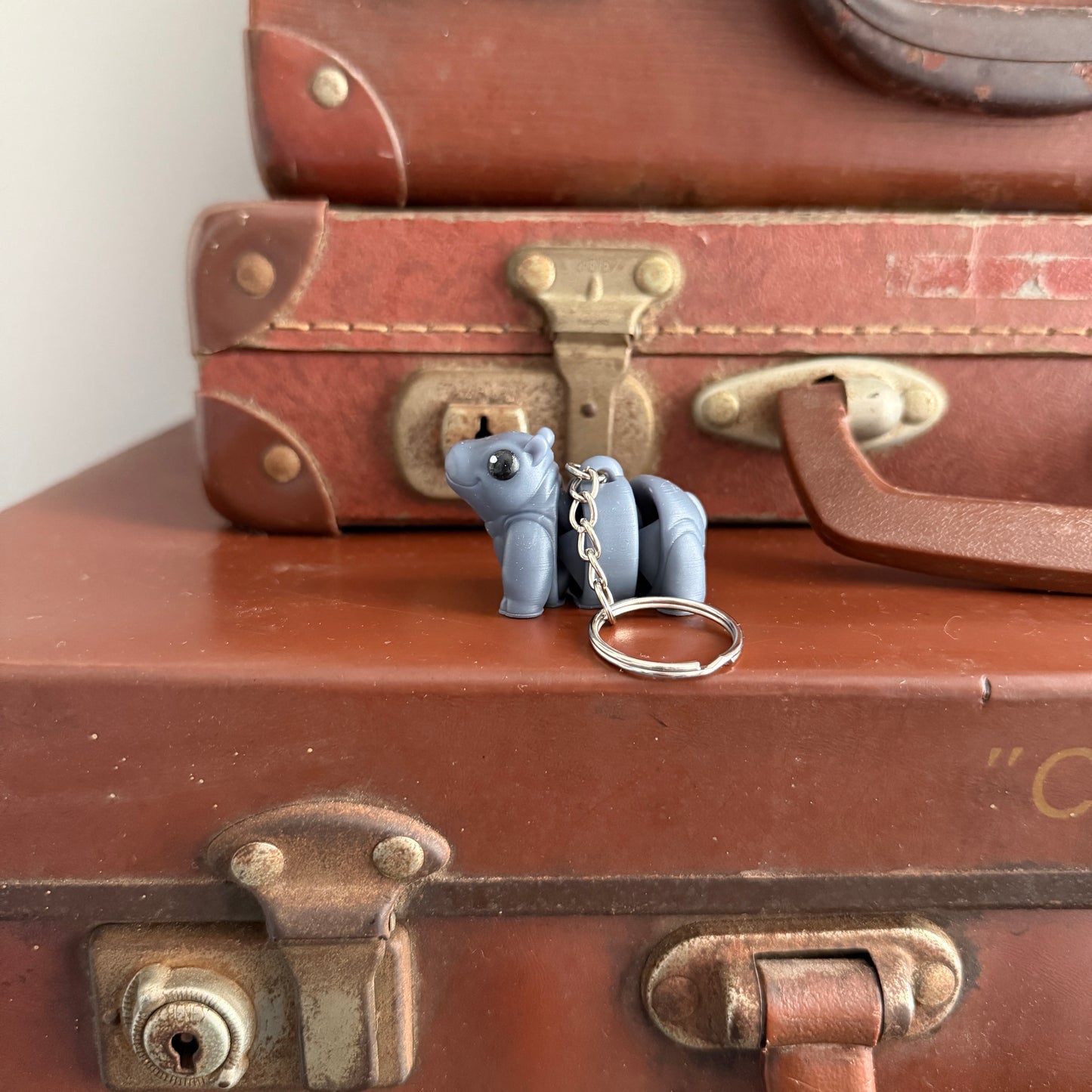 Jiggle Pet Resin 3D Print Keychain - Hippo