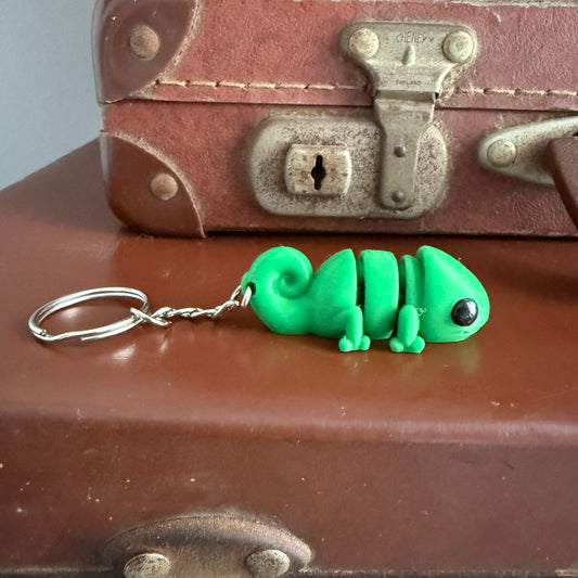 Jiggle Pet Plastic 3D Print Keychain  - Chameleon