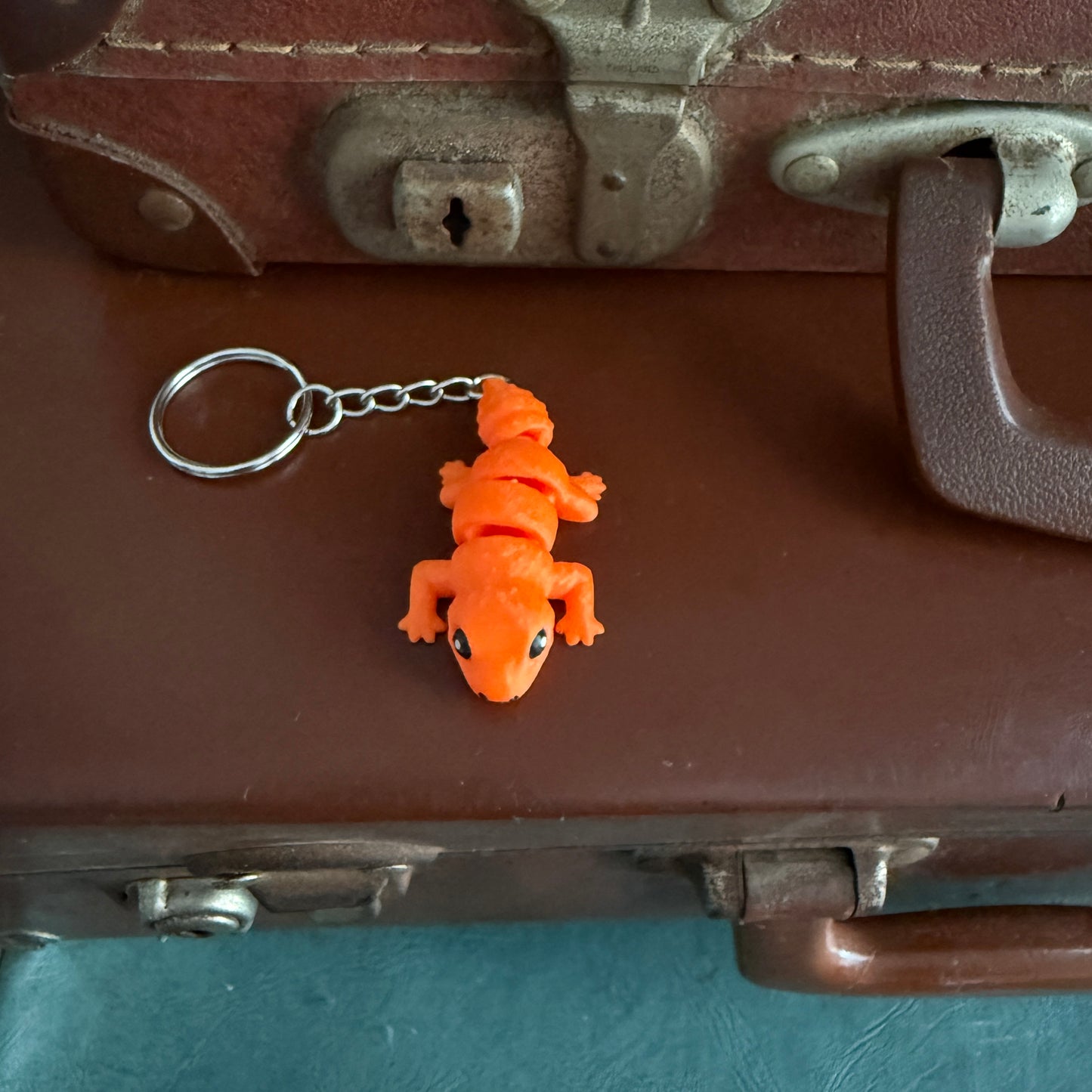 Jiggle Pet Plastic 3D Print Keychain  - Gecko