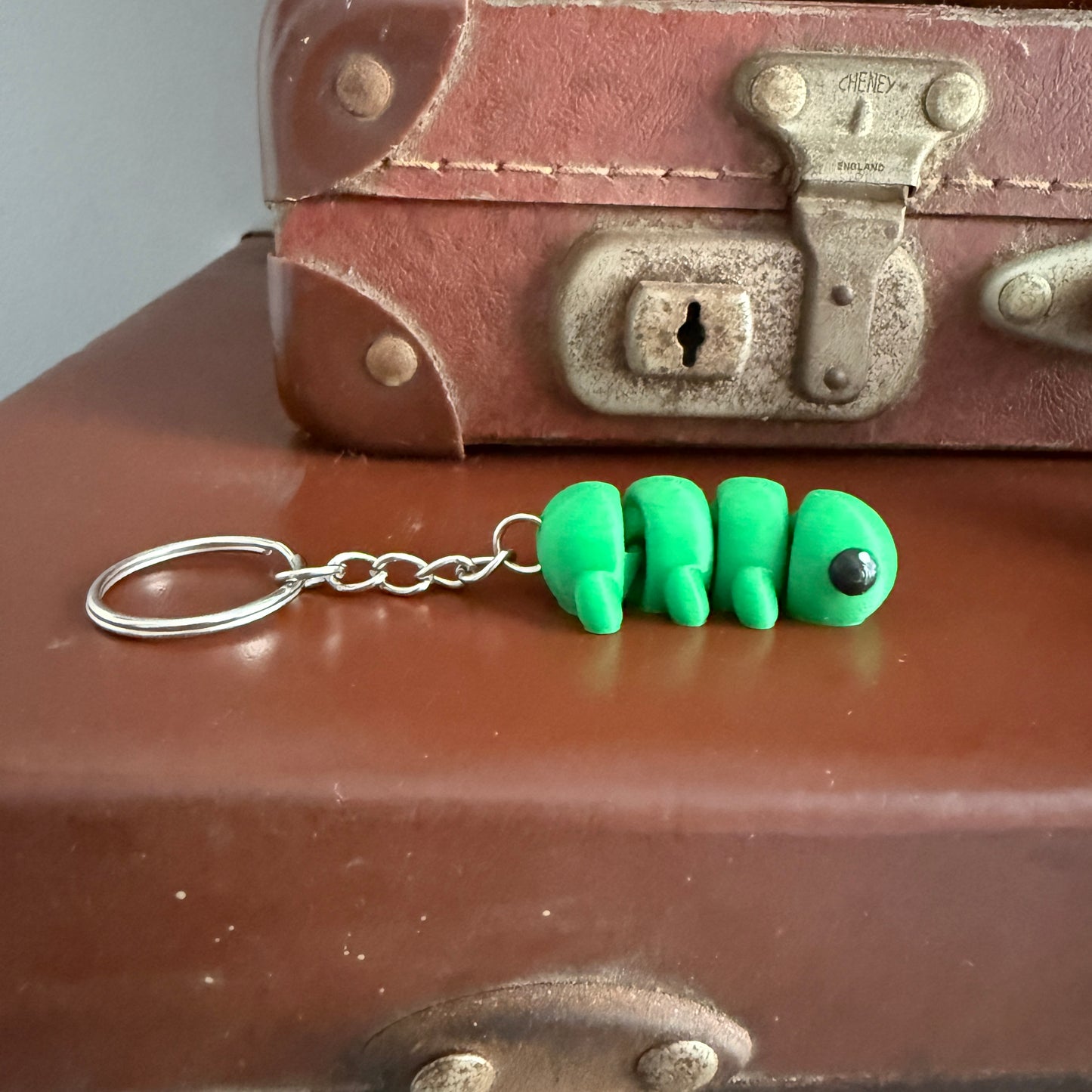 Jiggle Pet Plastic 3D Print Keychain  - Caterpillar