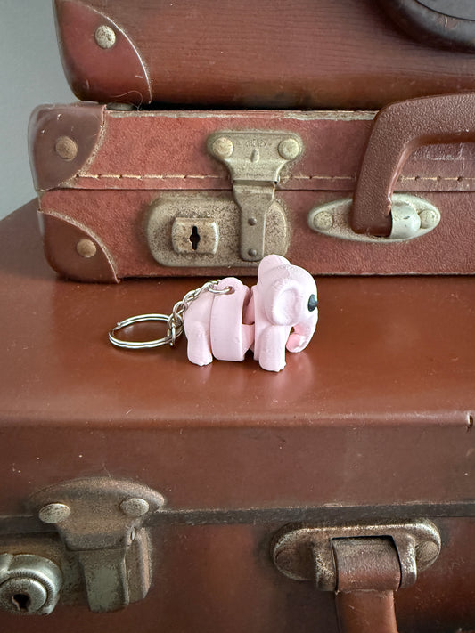 Jiggle Pet Plastic 3D Print Keychain  - Elephant