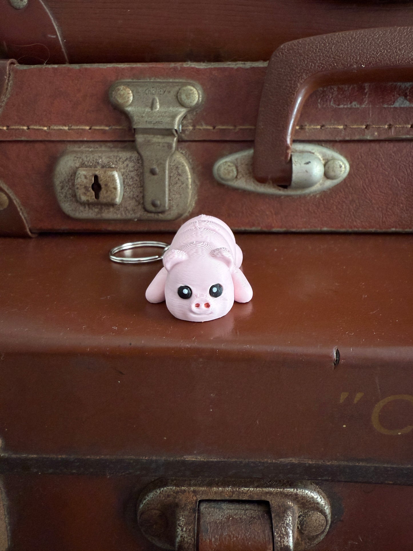 Jiggle Pet Plastic 3D Print Keychain  - Pig