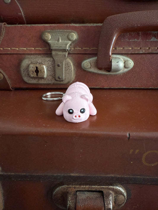 Jiggle Pet Plastic 3D Print Keychain  - Pig