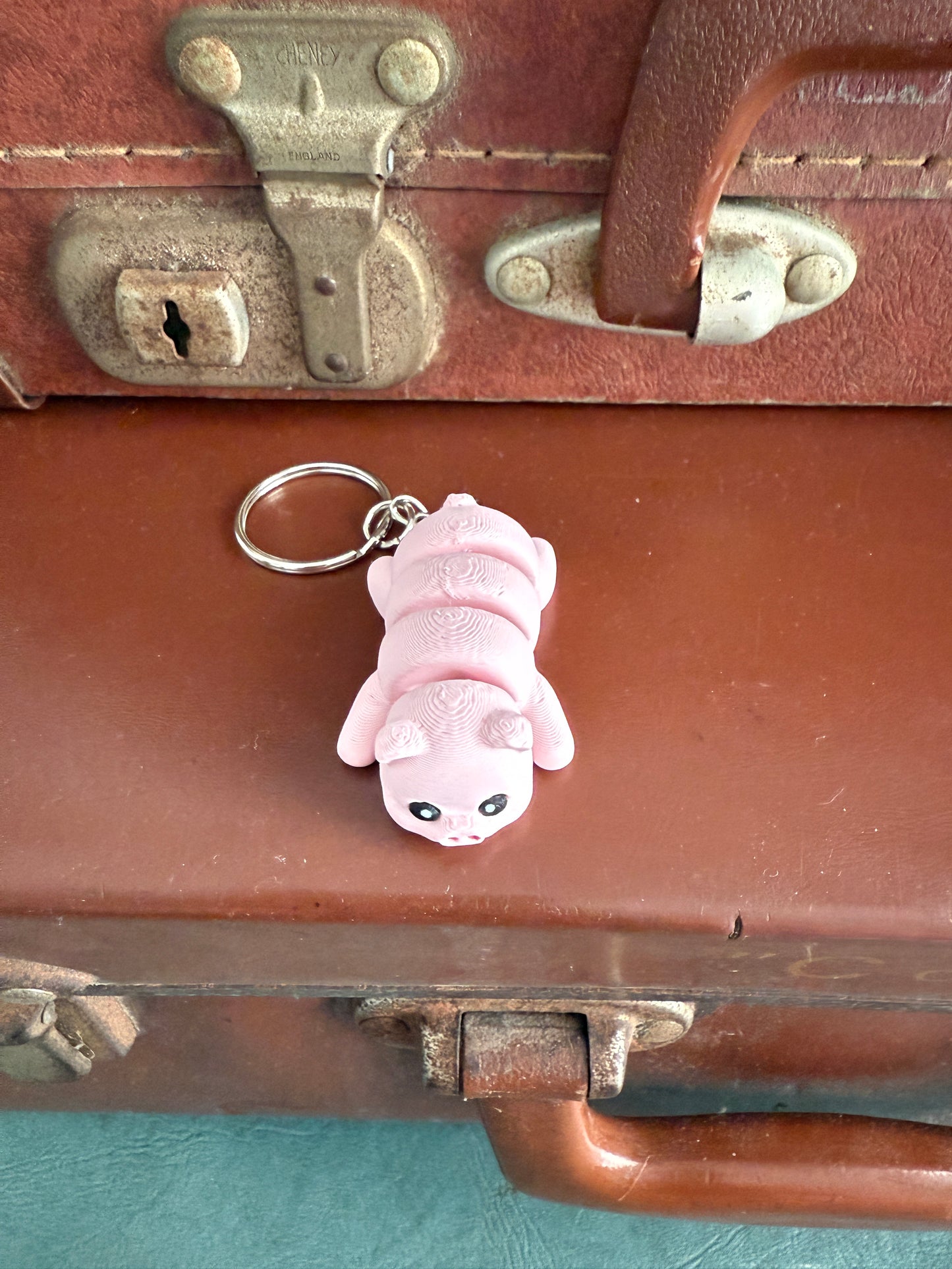Jiggle Pet Plastic 3D Print Keychain  - Pig