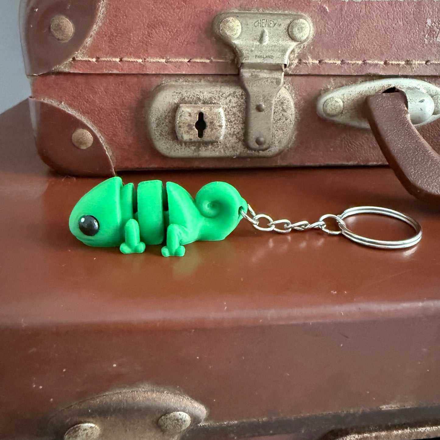 Jiggle Pet Plastic 3D Print Keychain  - Chameleon
