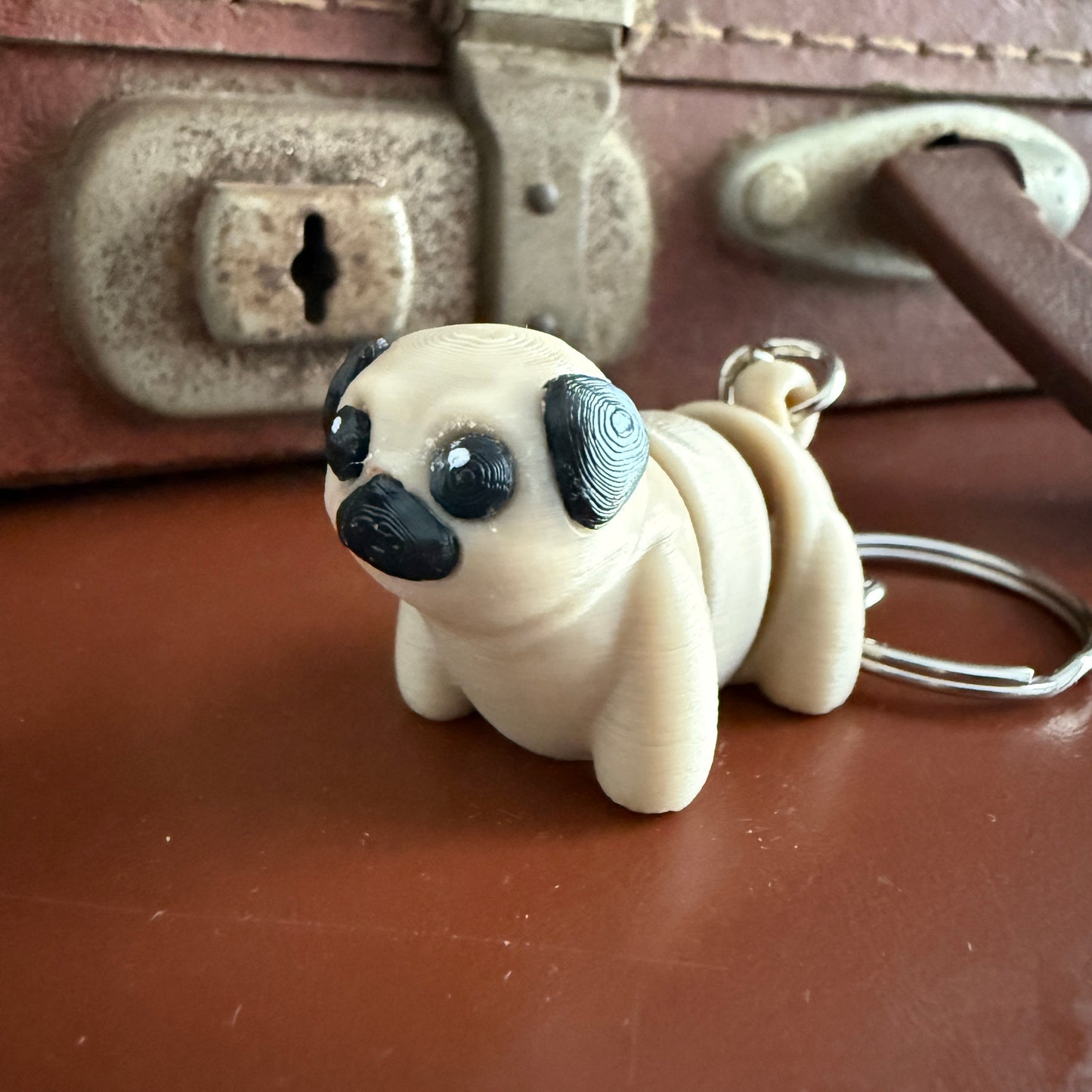 Jiggle Pet Plastic 3D Print Keychain  - Pug Dog