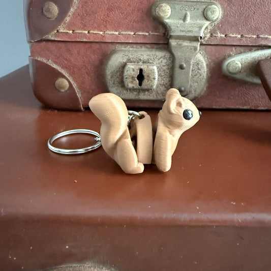 Jiggle Pet Plastic 3D Print Keychain  - Squirrel