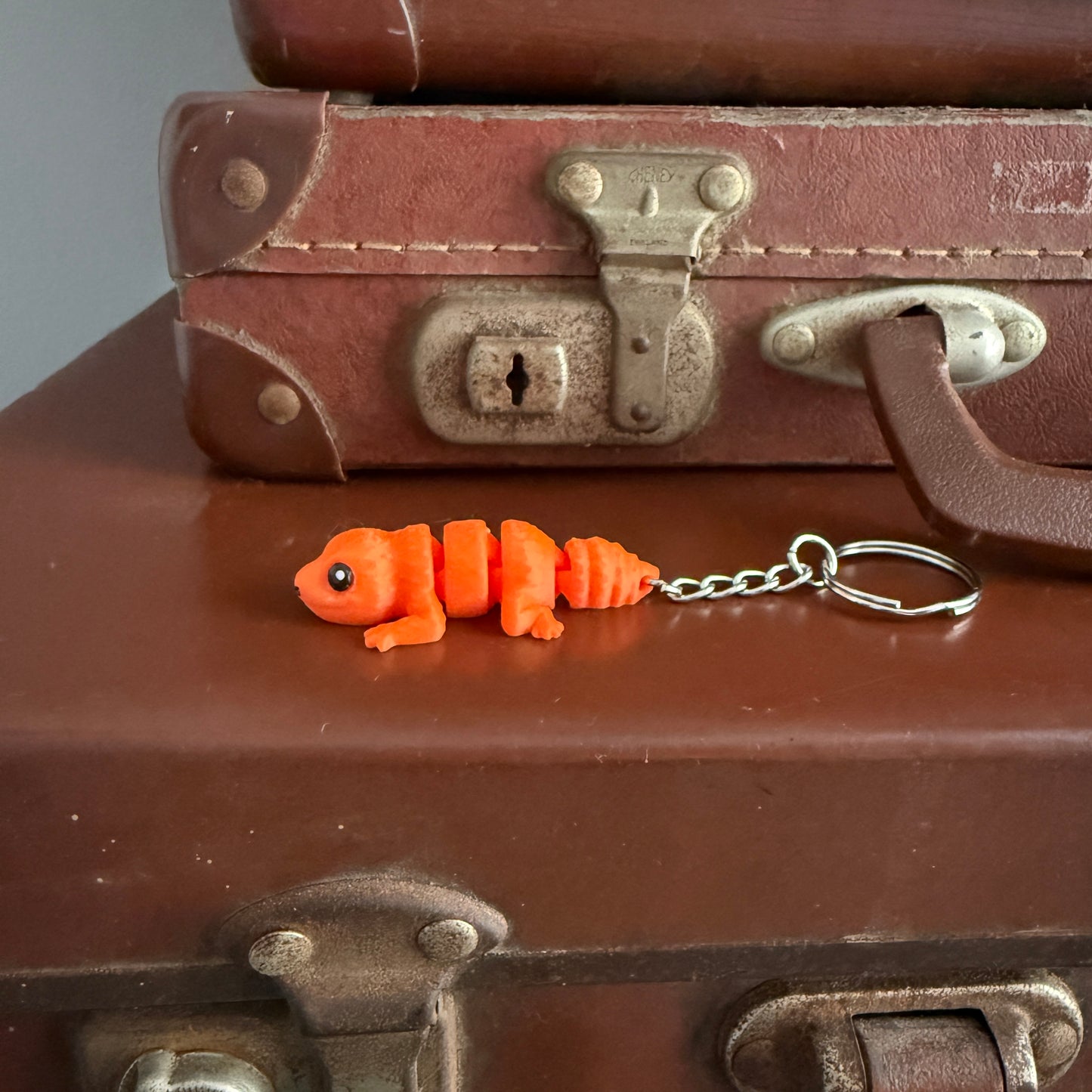 Jiggle Pet Plastic 3D Print Keychain  - Gecko