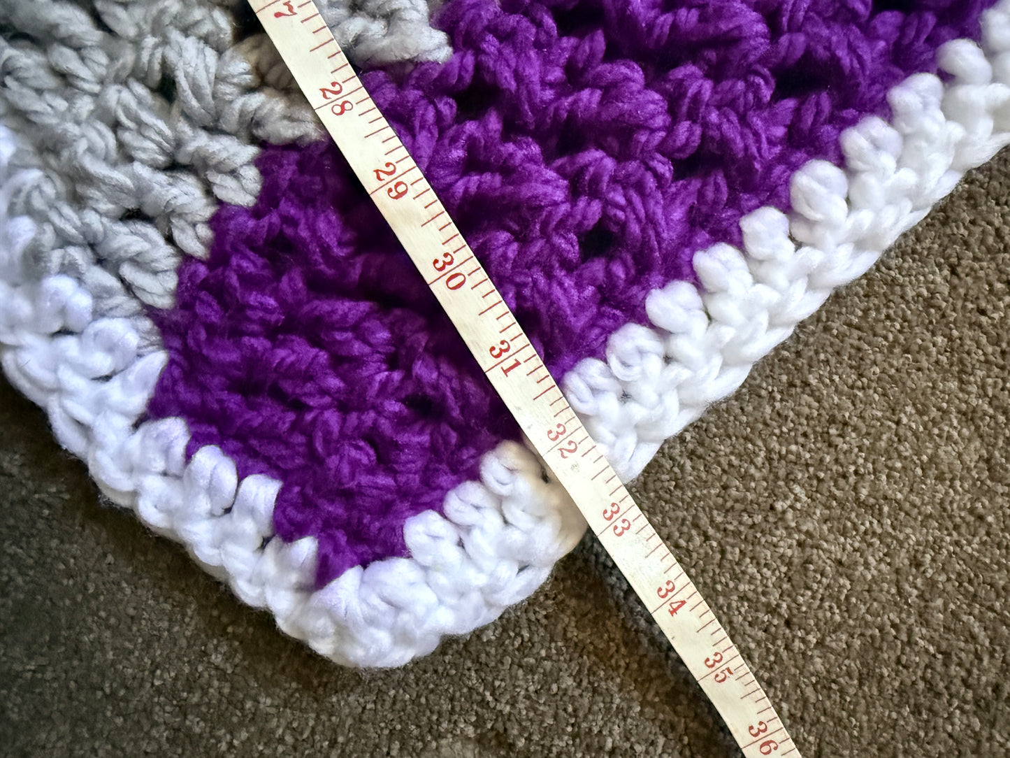 Handmade Crochet Acrylic Blanket – Multicolour Chunky Granny stitch Style – Handmade by Lyndsay