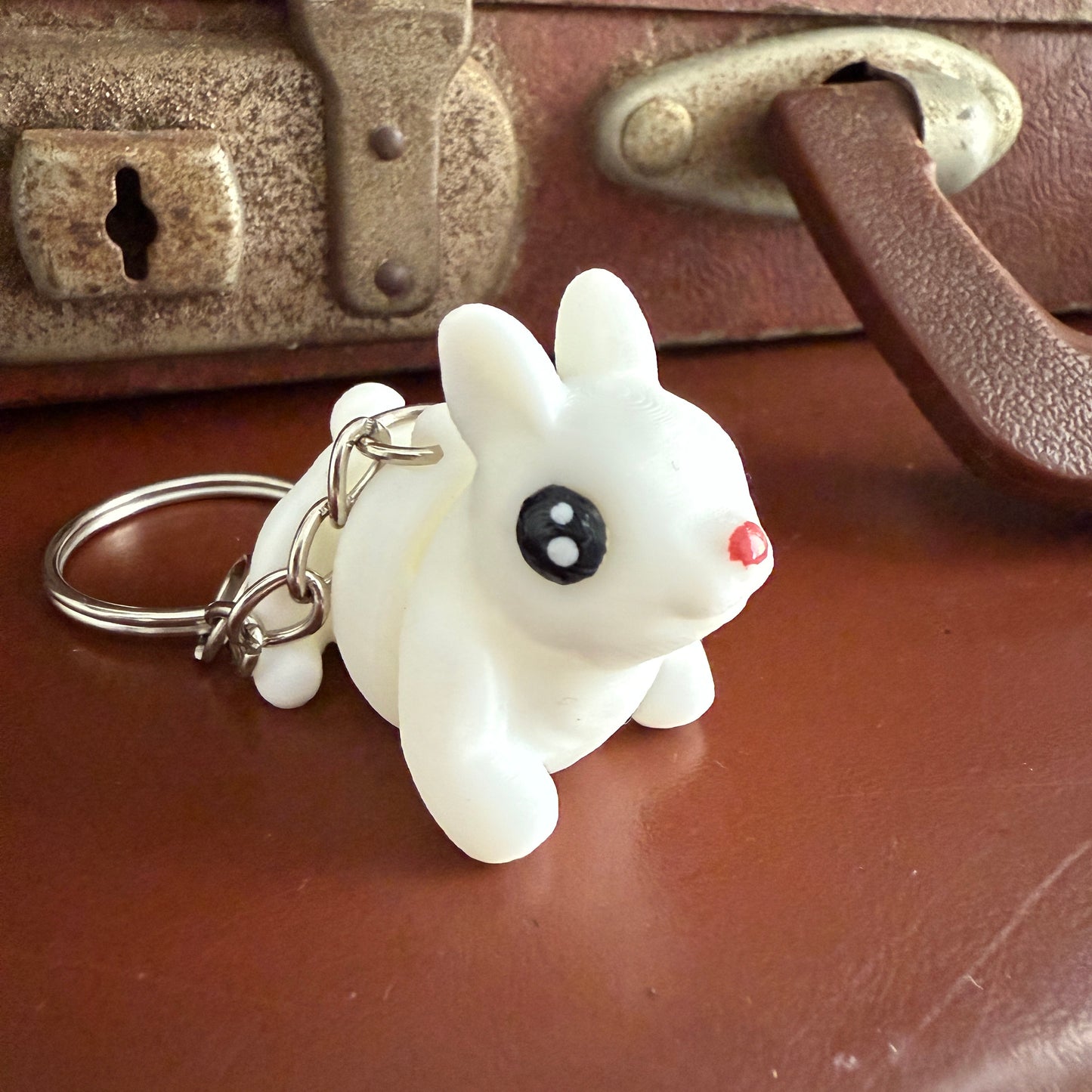Jiggle Pet Plastic 3D Print Keychain  - Bunny Rabbit