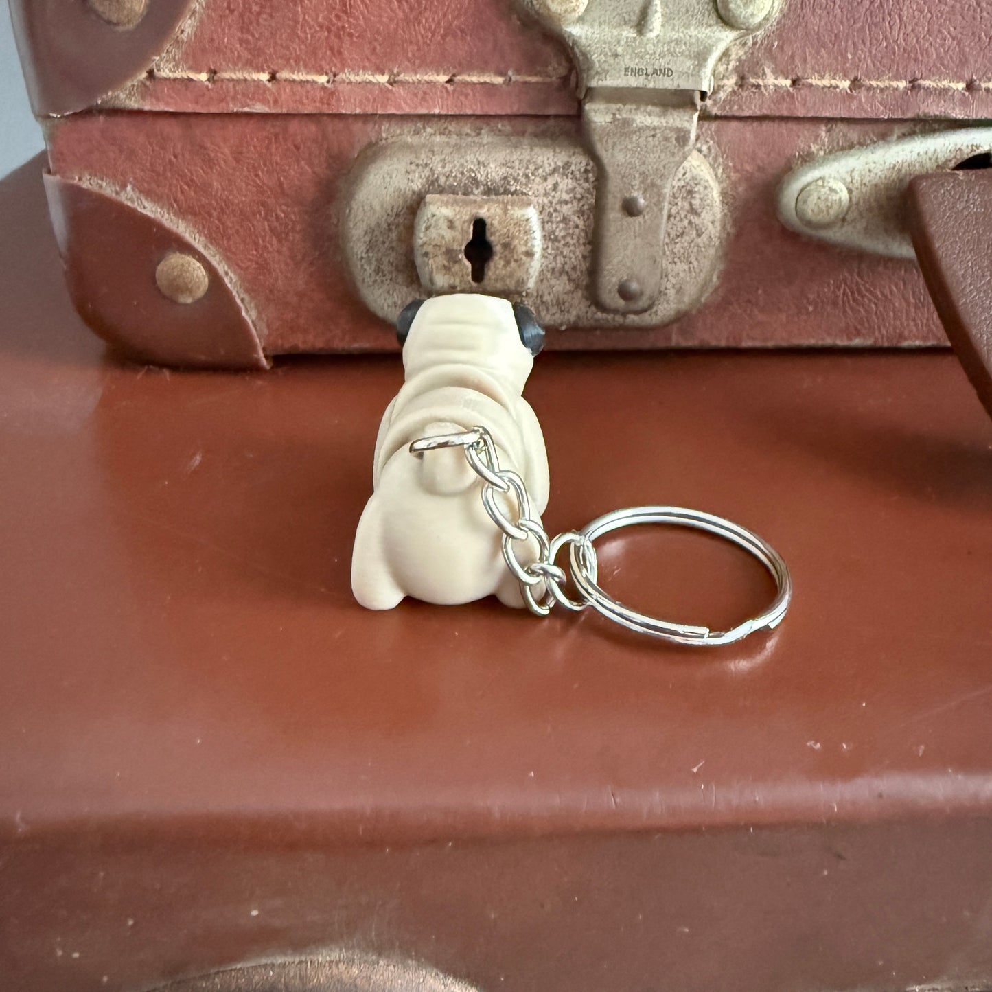 Jiggle Pet Plastic 3D Print Keychain  - Pug Dog