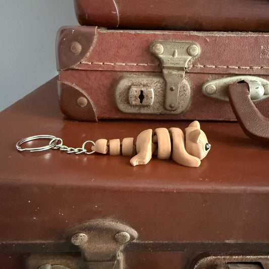 Jiggle Pet Plastic 3D Print Keychain  - Kitten Cat