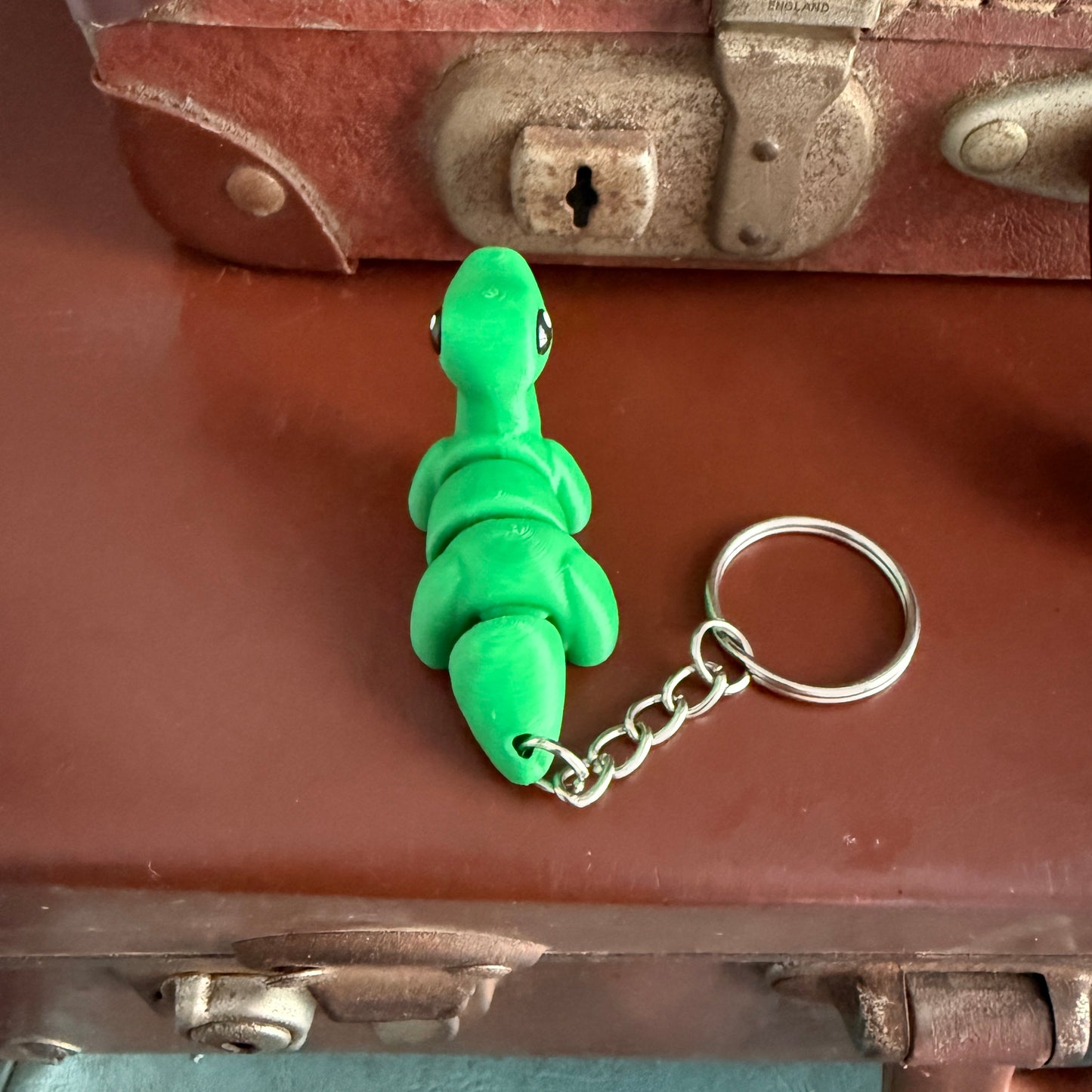 Jiggle Pet Plastic 3D Print Keychain  - Brontosaurus Dinosaur