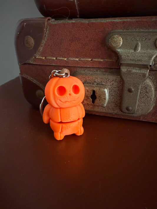 Jiggle Pet Plastic 3D Print Keychain  - Pumpkin Man