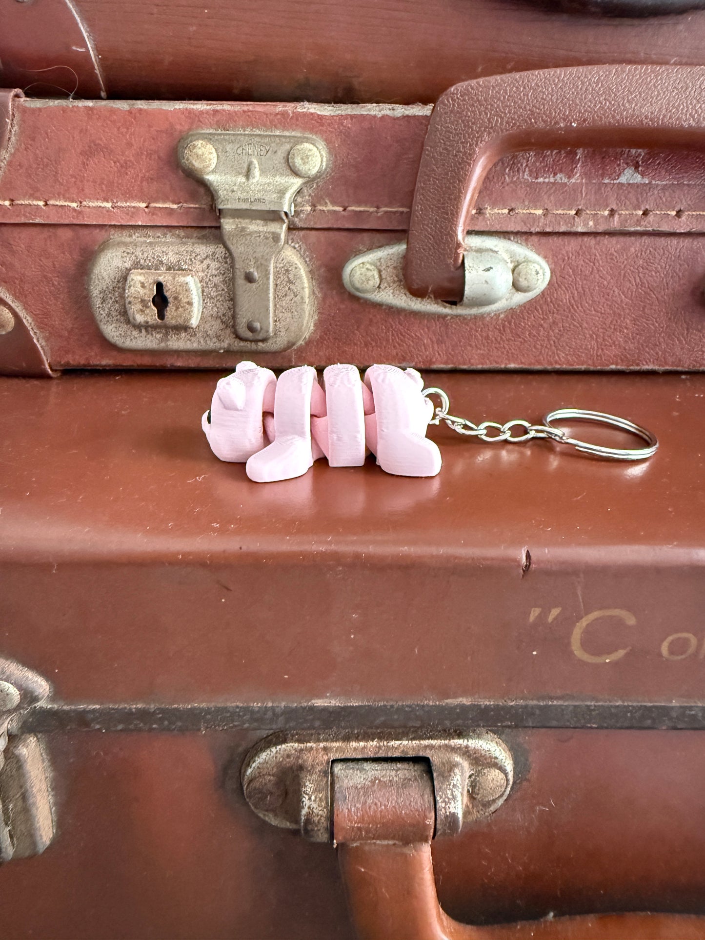 Jiggle Pet Plastic 3D Print Keychain  - Pig