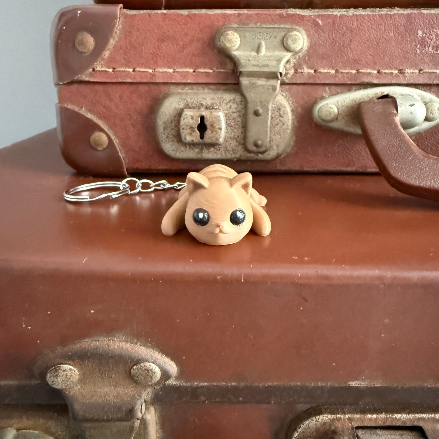 Jiggle Pet Plastic 3D Print Keychain  - Kitten Cat