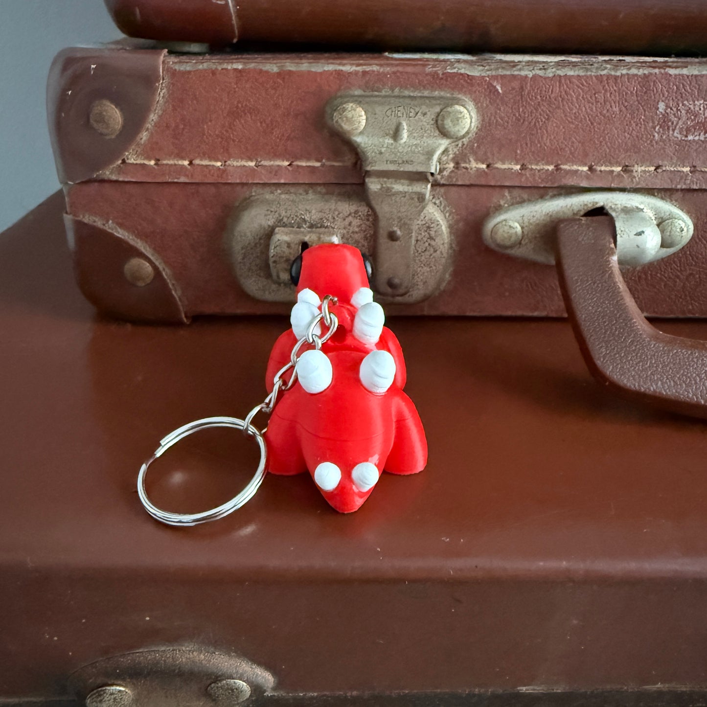 Jiggle Pet Plastic 3D Print Keychain  - Stegosaurus Dinosaur