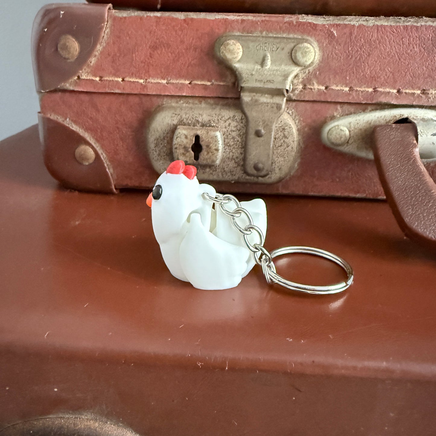 Jiggle Pet Plastic 3D Print Keychain  - Chicken